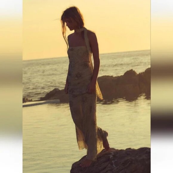 ZARA BEADED TULLE FOULARD TOP - Picture 8 of 12